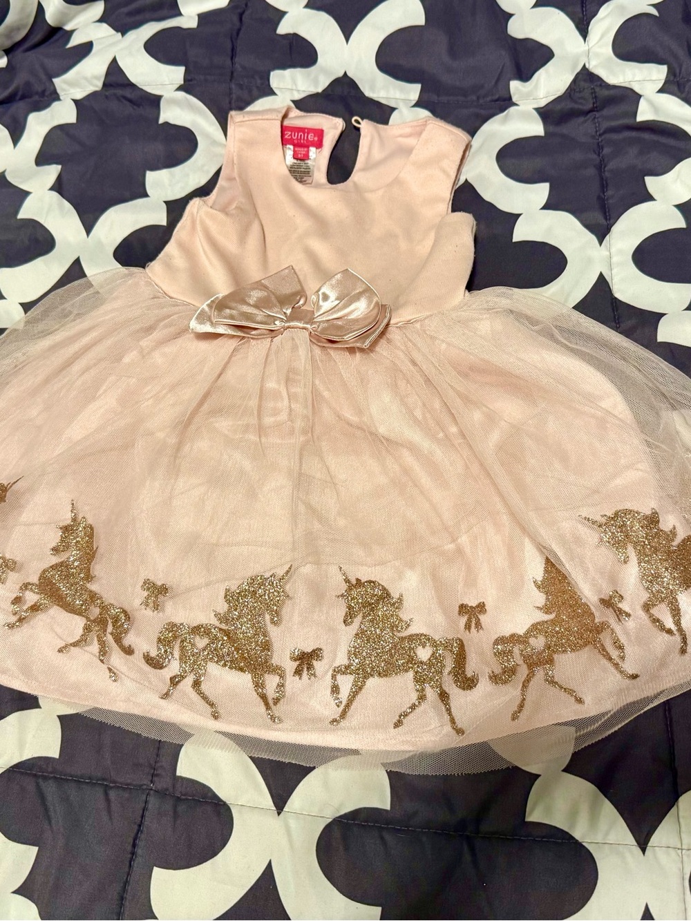 Zunie Girl Pastel Pink and Champagne  Unicorn Dress
